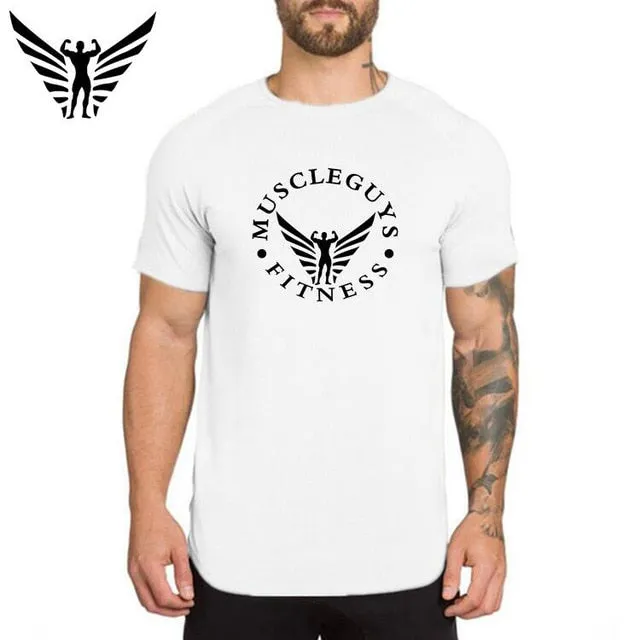 short sleeve cotton bodybuilding muscle tshirt