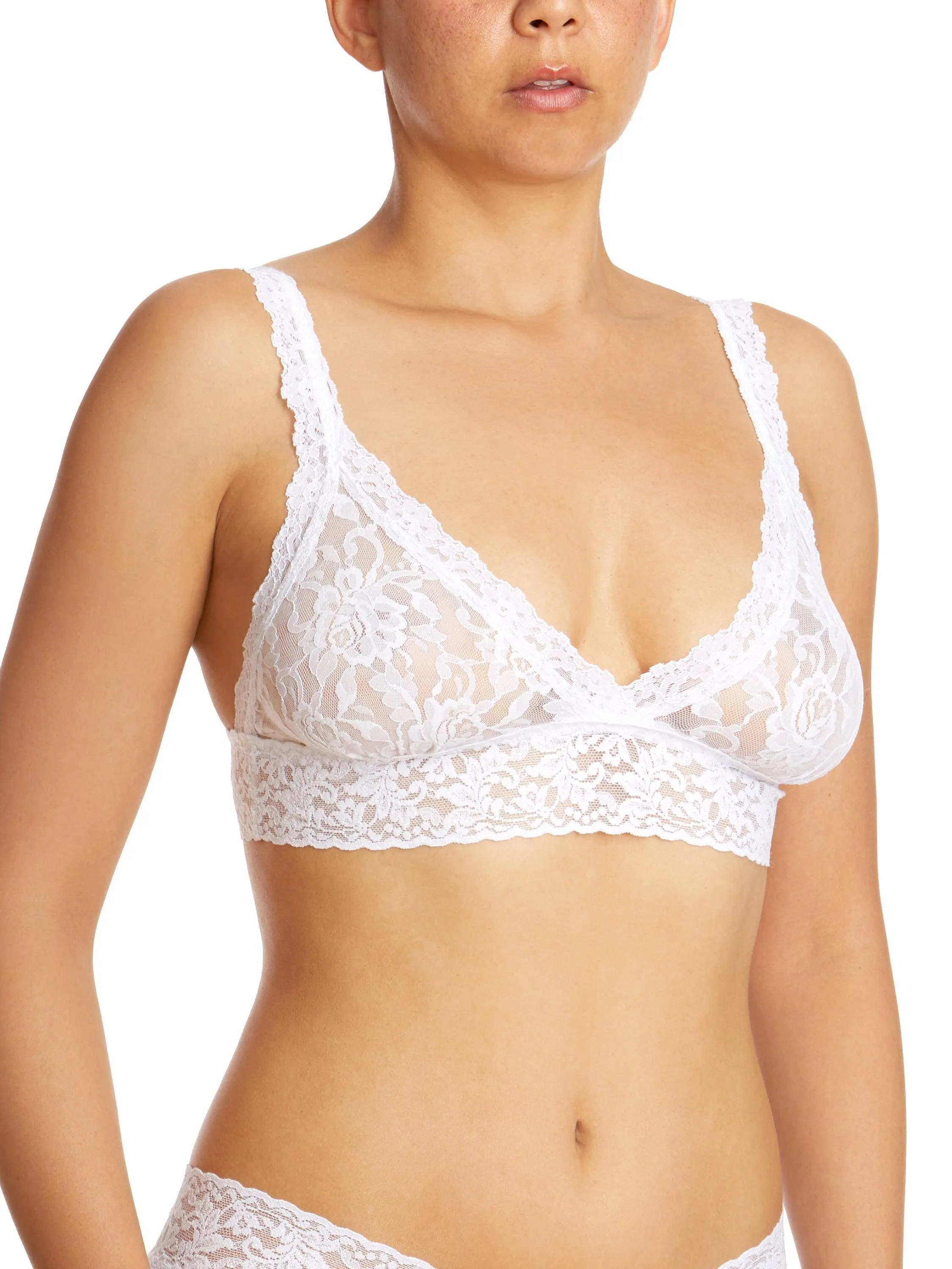 Signature Lace Crossover Bralette White