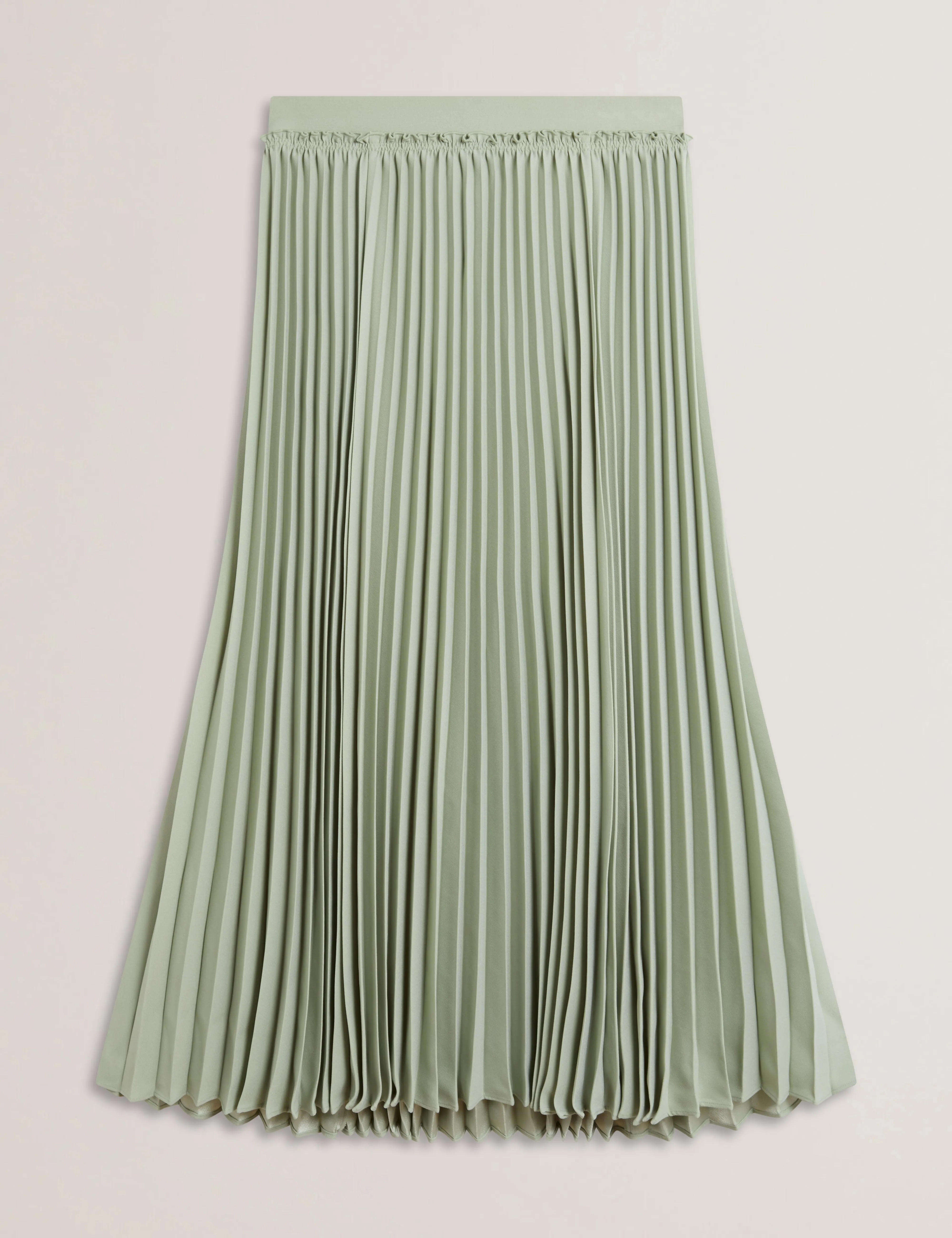 Siko Pleated Midi Elasticated Waistband Skirt Lt-Green