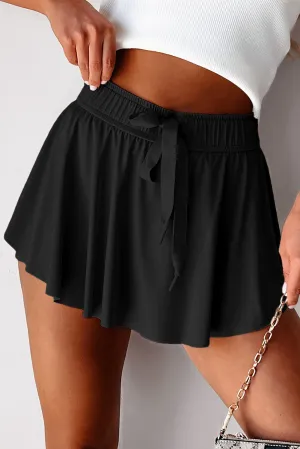 Sky Blue Drawstring High Waist Lined Tennis Skorts
