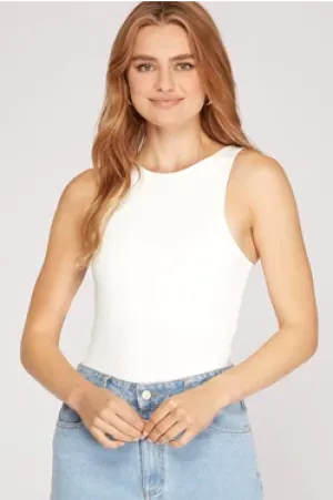Sleeveless Crew Neck Bodysuit - Multiple Colors