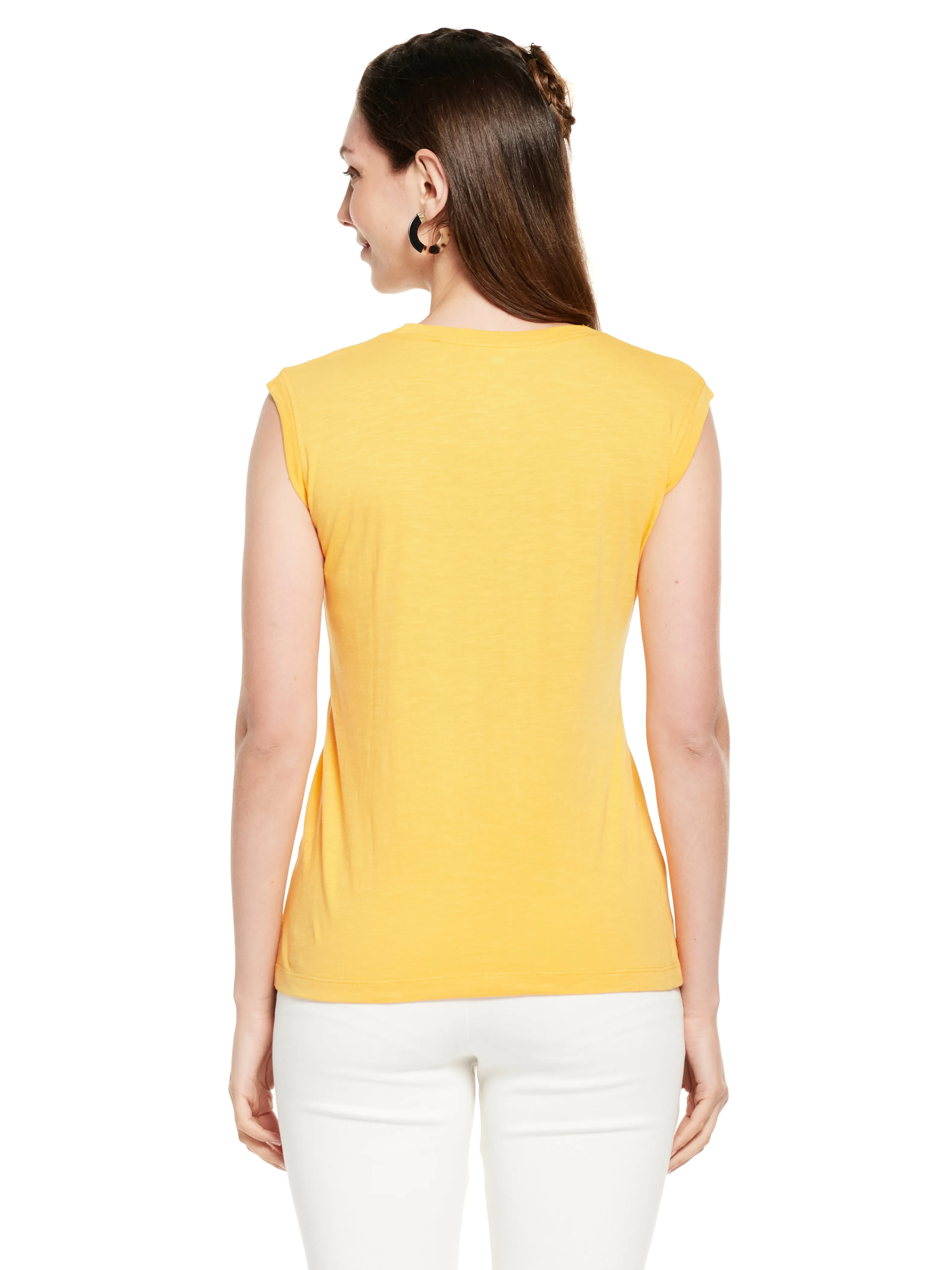 Sleeveless Drawstring Cotton Slub Tee