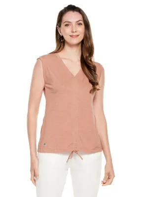 Sleeveless Drawstring Cotton Slub Tee