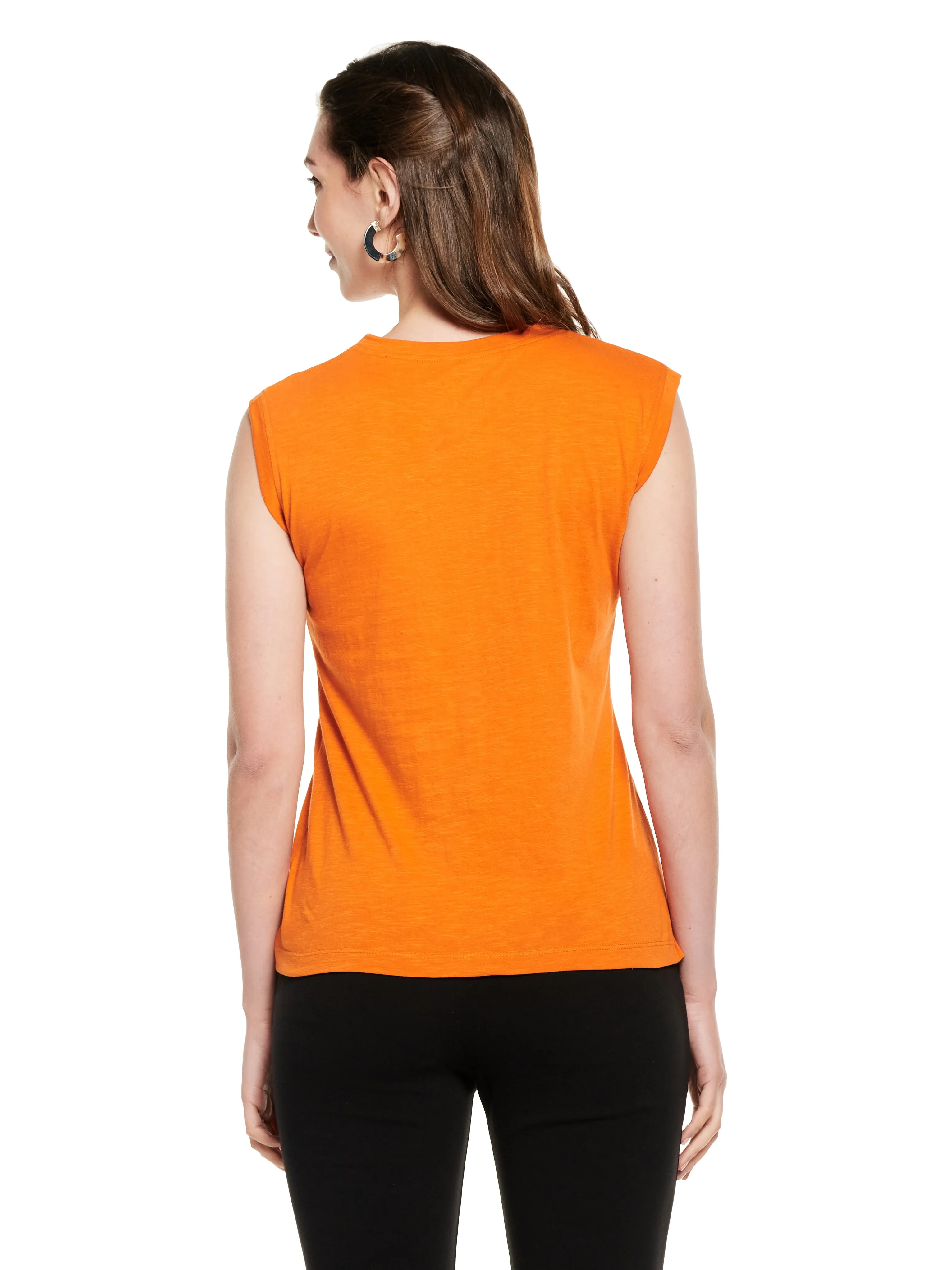 Sleeveless Drawstring Cotton Slub Tee