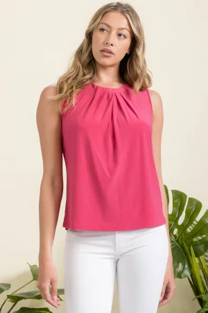 SLEEVELESS PLEATED PULLOVER TANK