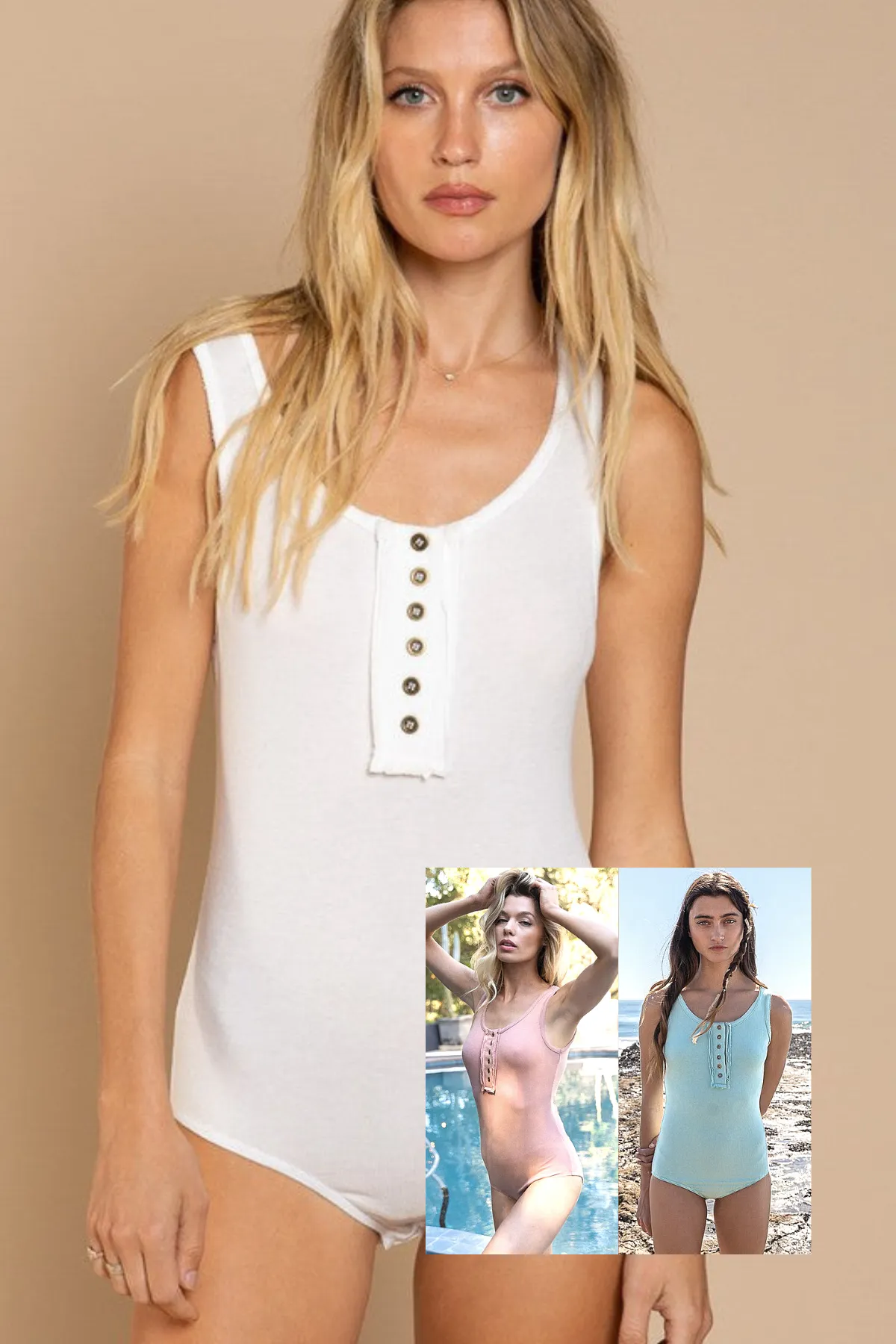 Sleeveless Ribbed Button Front Bodysuit