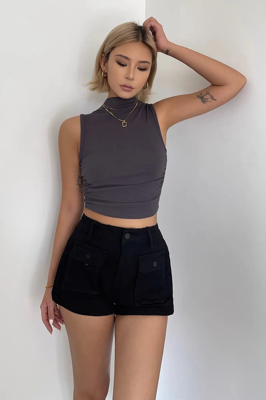 Sleeveless Solid Pleated Cami Tops