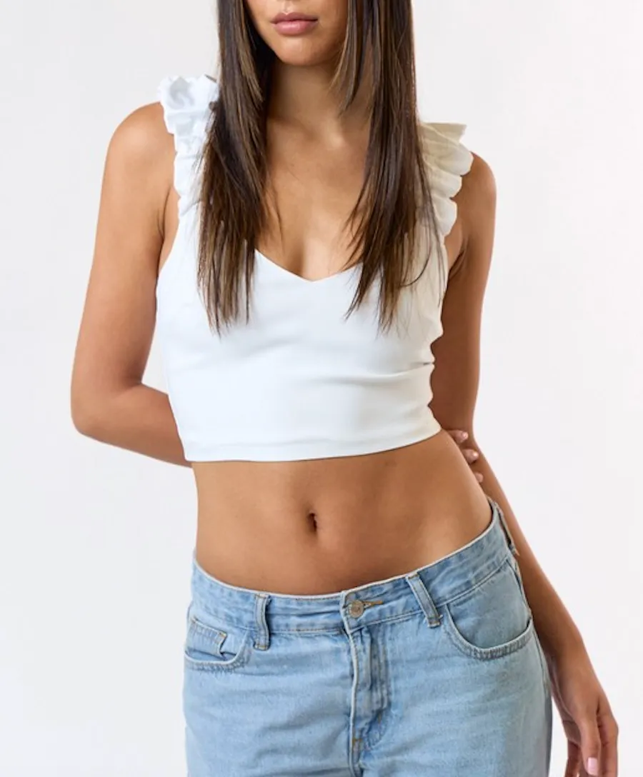 Sleeveless V Neck Crop Top