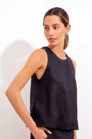 Sofia Blouse Black Linen