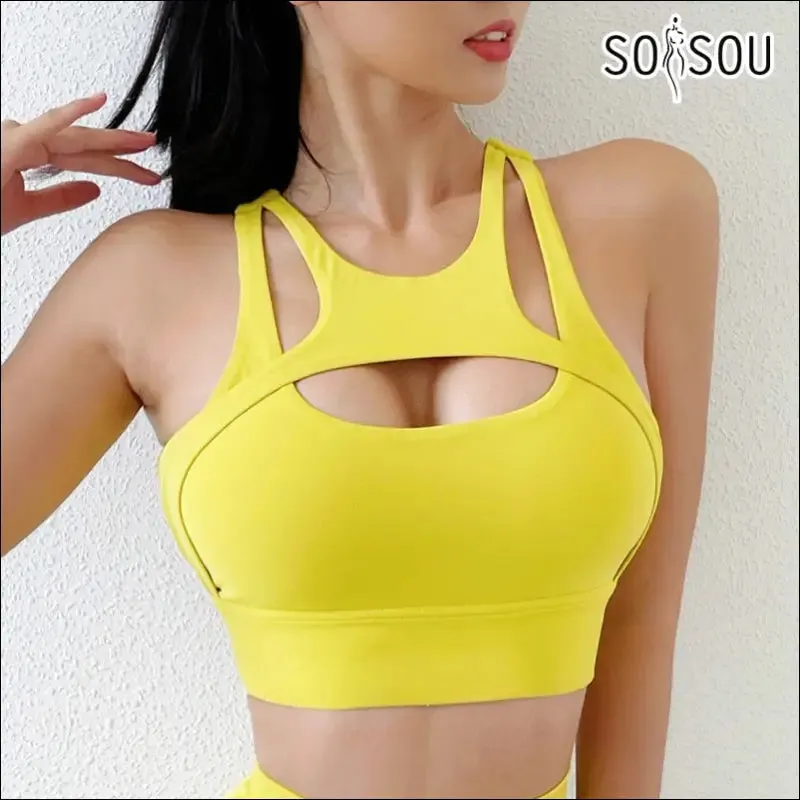 Soisou new sexy women's sports bra top women tight elastic gym sport yoga bras bralette crop top