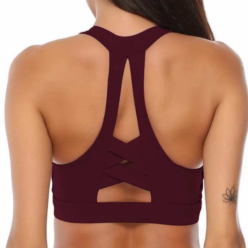 Solid Yoga Gym Bras Sports Push Up Stretchy Breathable Crop Top Running Straining Vest Fitness Underwear Top Fashion Fitness Bra