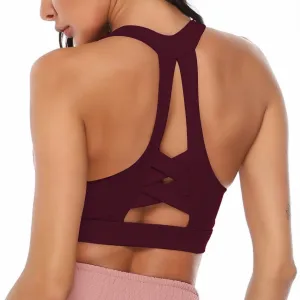 Solid Yoga Gym Bras Sports Push Up Stretchy Breathable Crop Top Running Straining Vest Fitness Underwear Top Fashion Fitness Bra