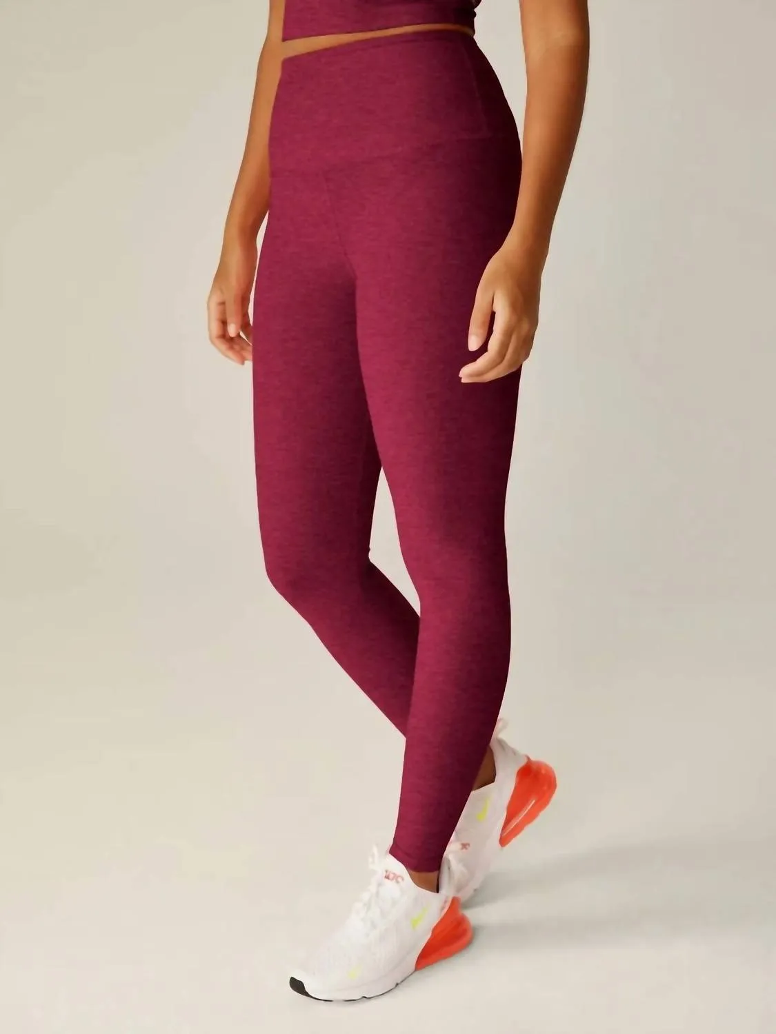 Spacedye Caught In The Midi Leggings In Bordeaux Heather