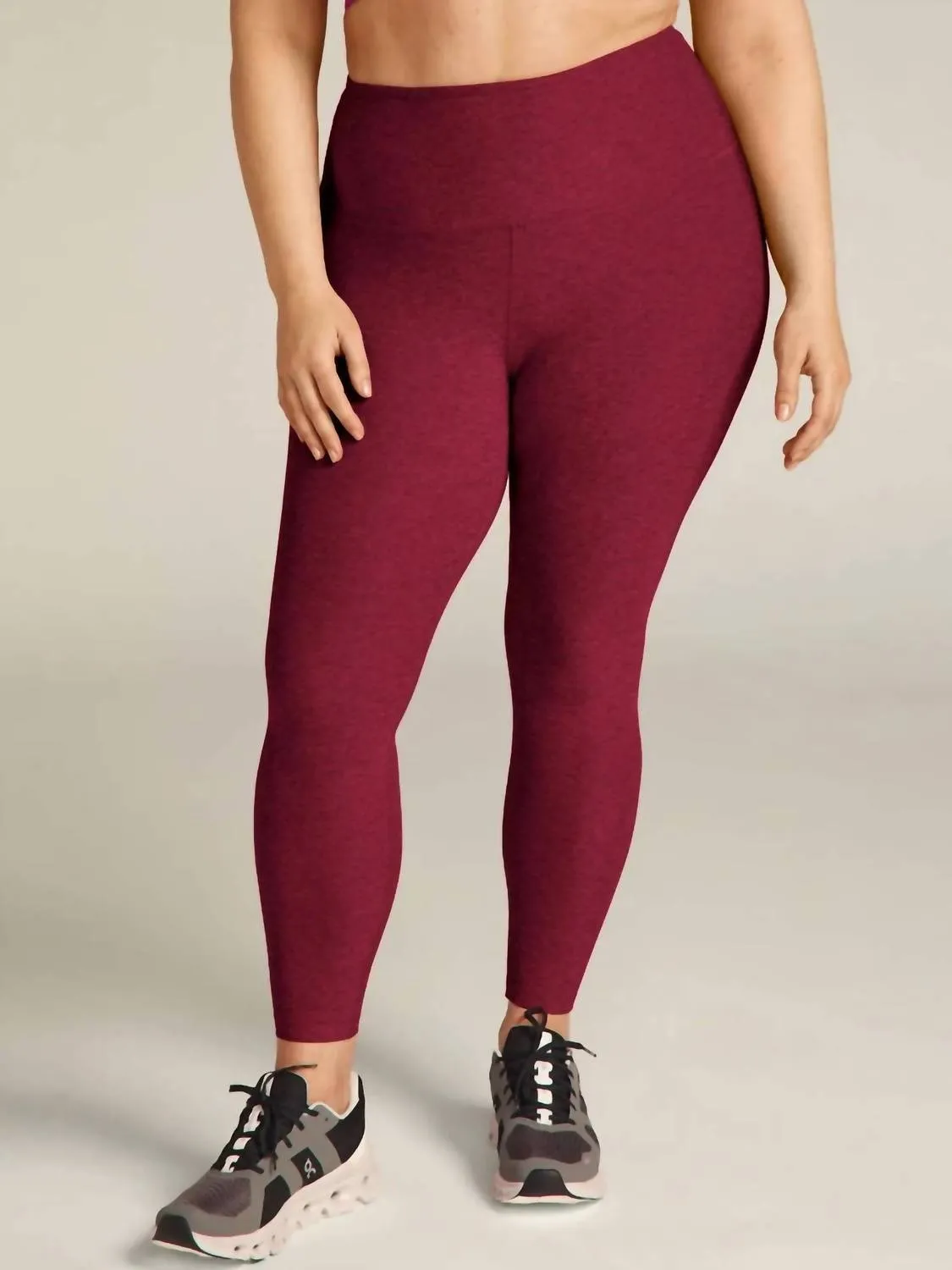 Spacedye Caught In The Midi Leggings In Bordeaux Heather