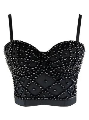 Spaghetti Strap Beads Clubwear Party Bra Top