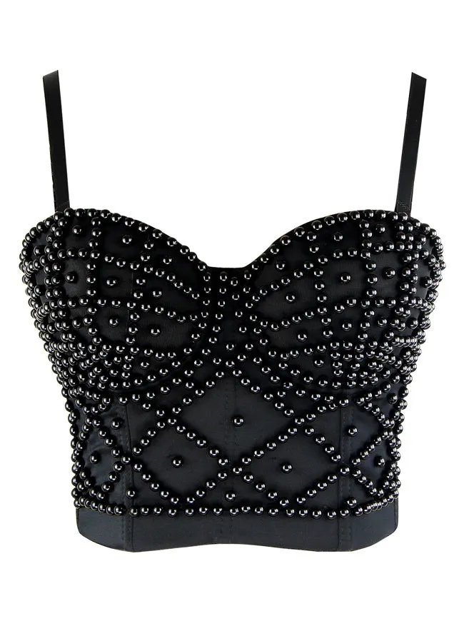 Spaghetti Strap Beads Clubwear Party Bra Top