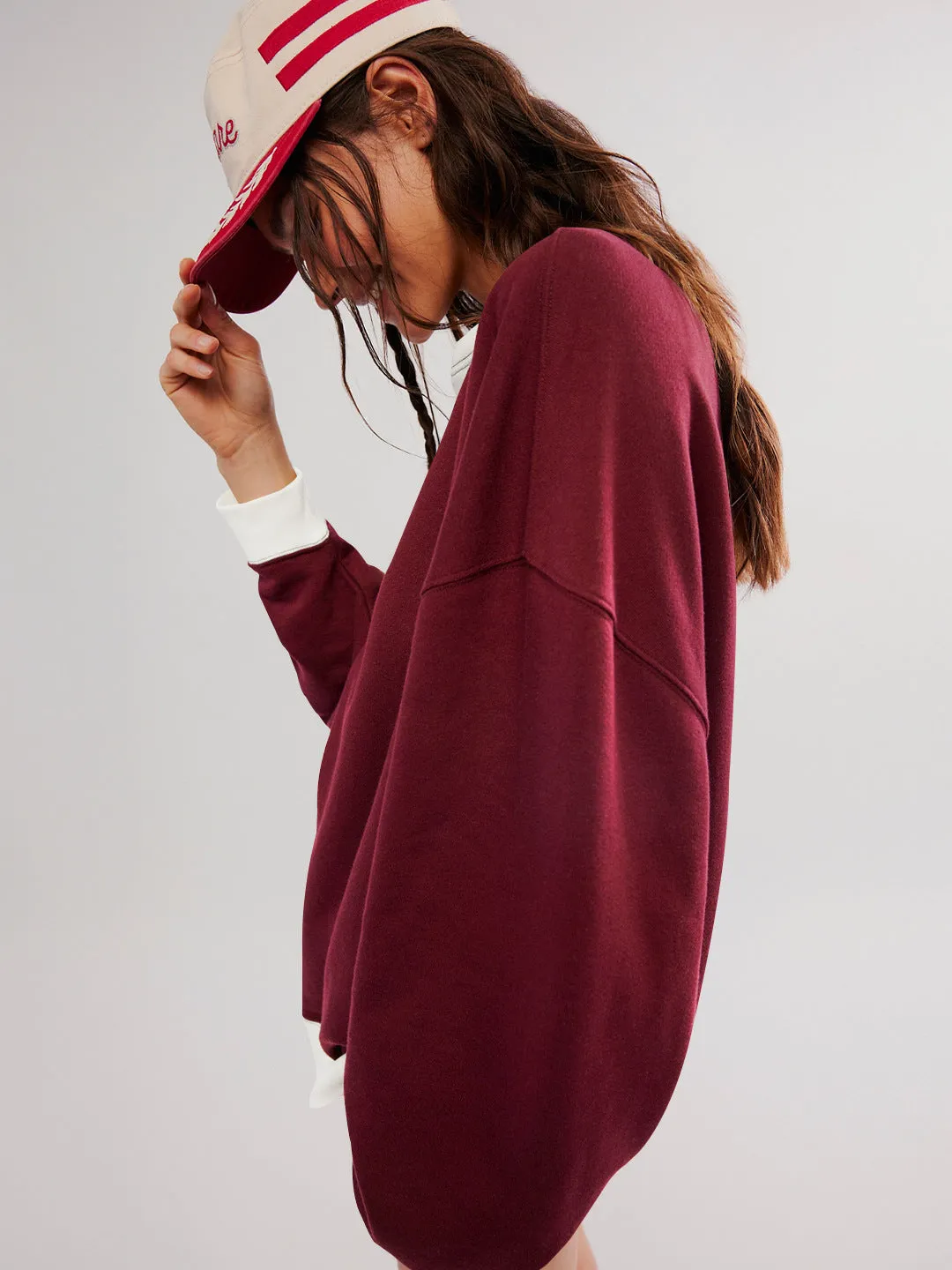 Street Style Contrast Color Ribbed Long Sleeve Top, Loose Fashion Brand Dropped Shoulder Round Neck Sweatshirt Jacket for Women, Spring and Autumn.C-240923-2