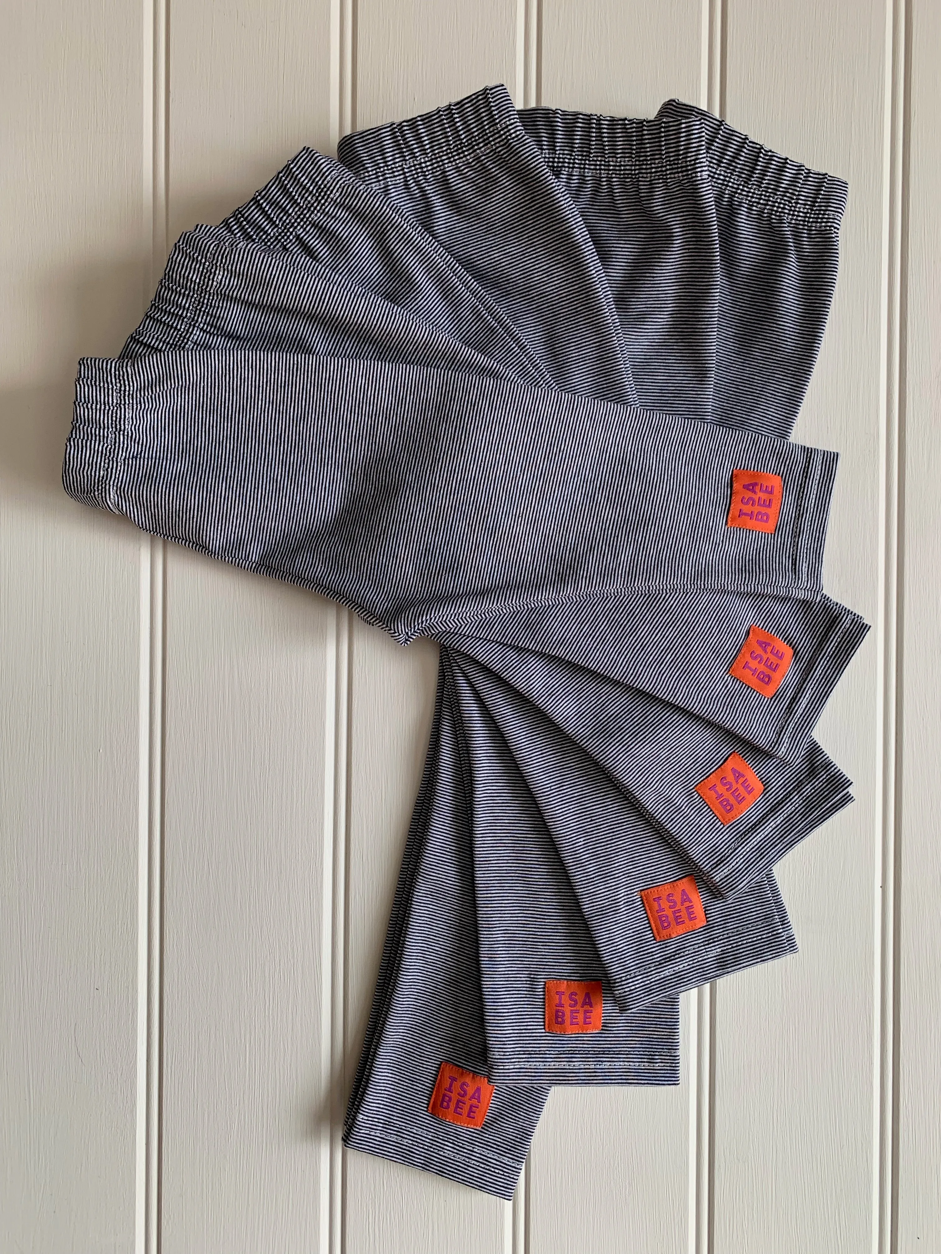 Stripy Leggings - Fine Stripe Blue