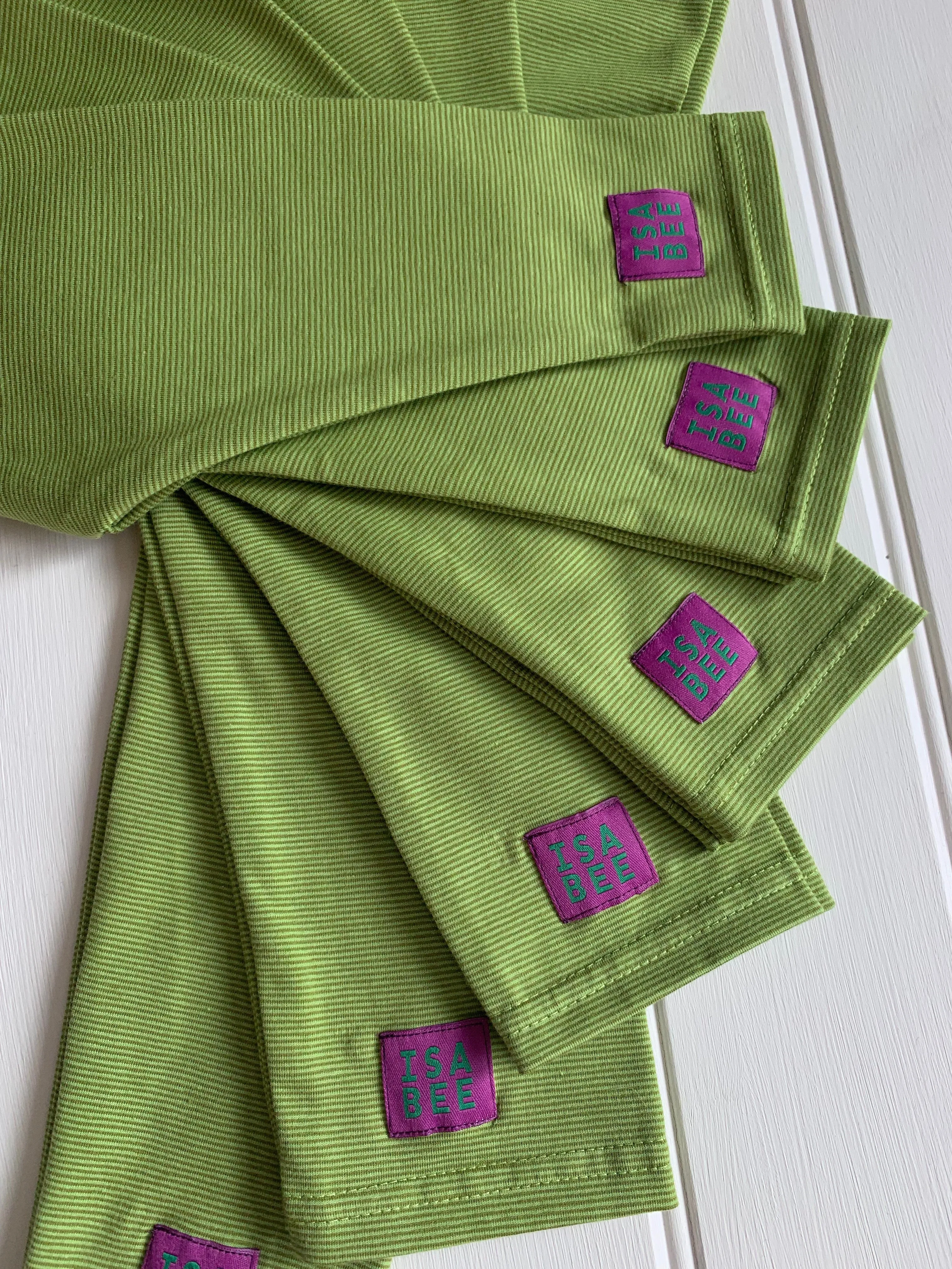 Stripy Leggings - Fine Stripe Green