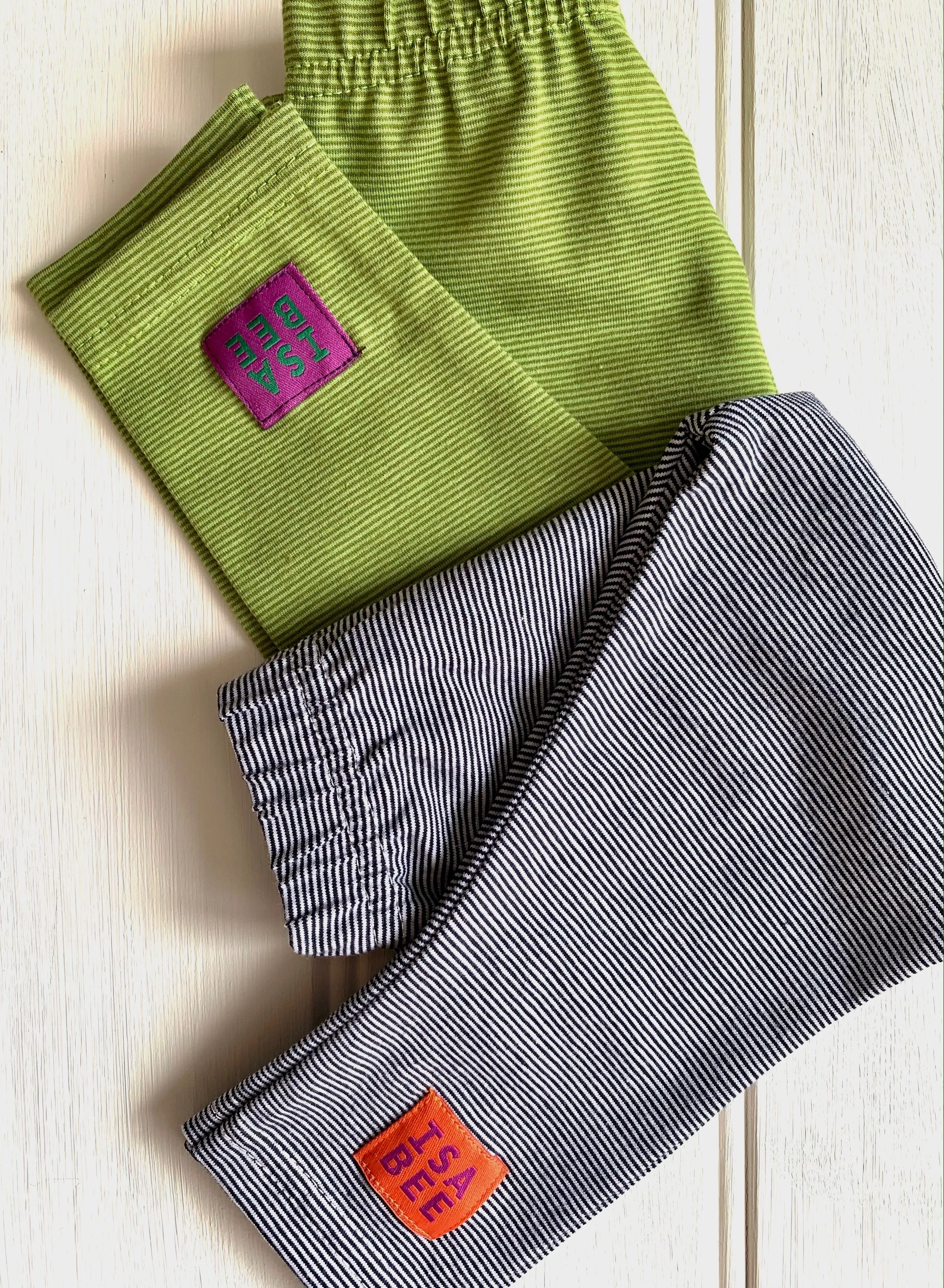 Stripy Leggings - Fine Stripe Green