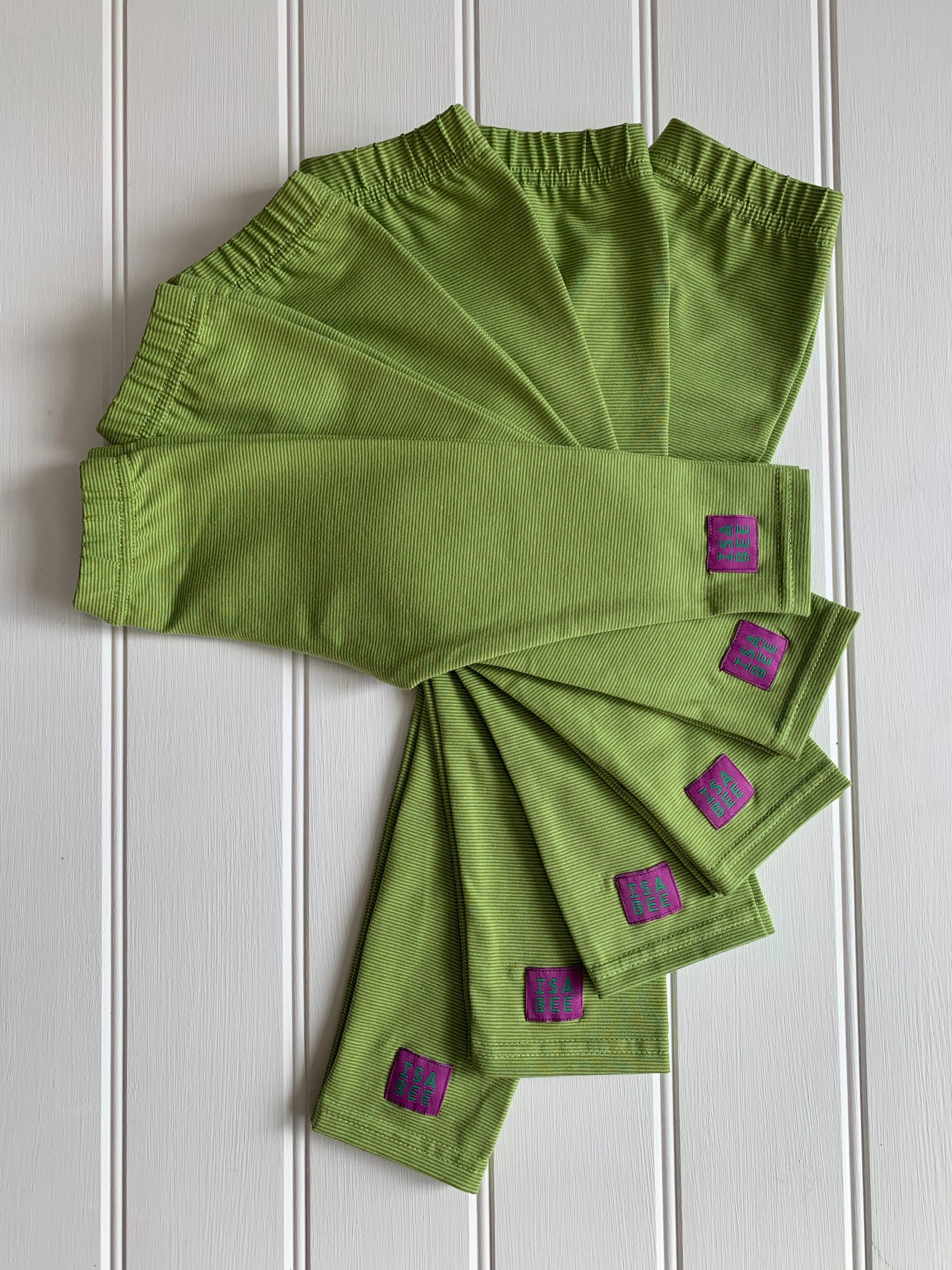 Stripy Leggings - Fine Stripe Green