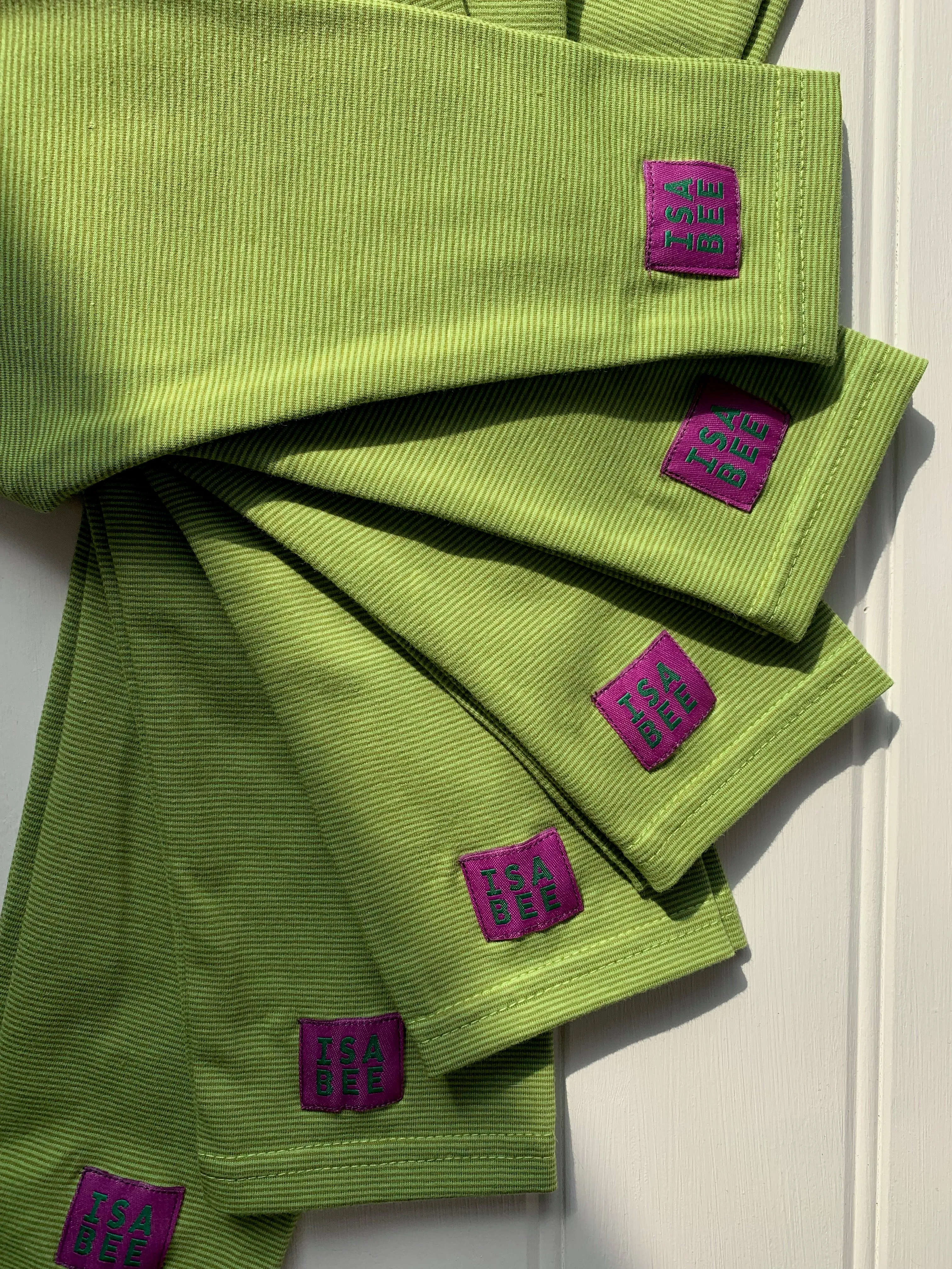 Stripy Leggings - Fine Stripe Green