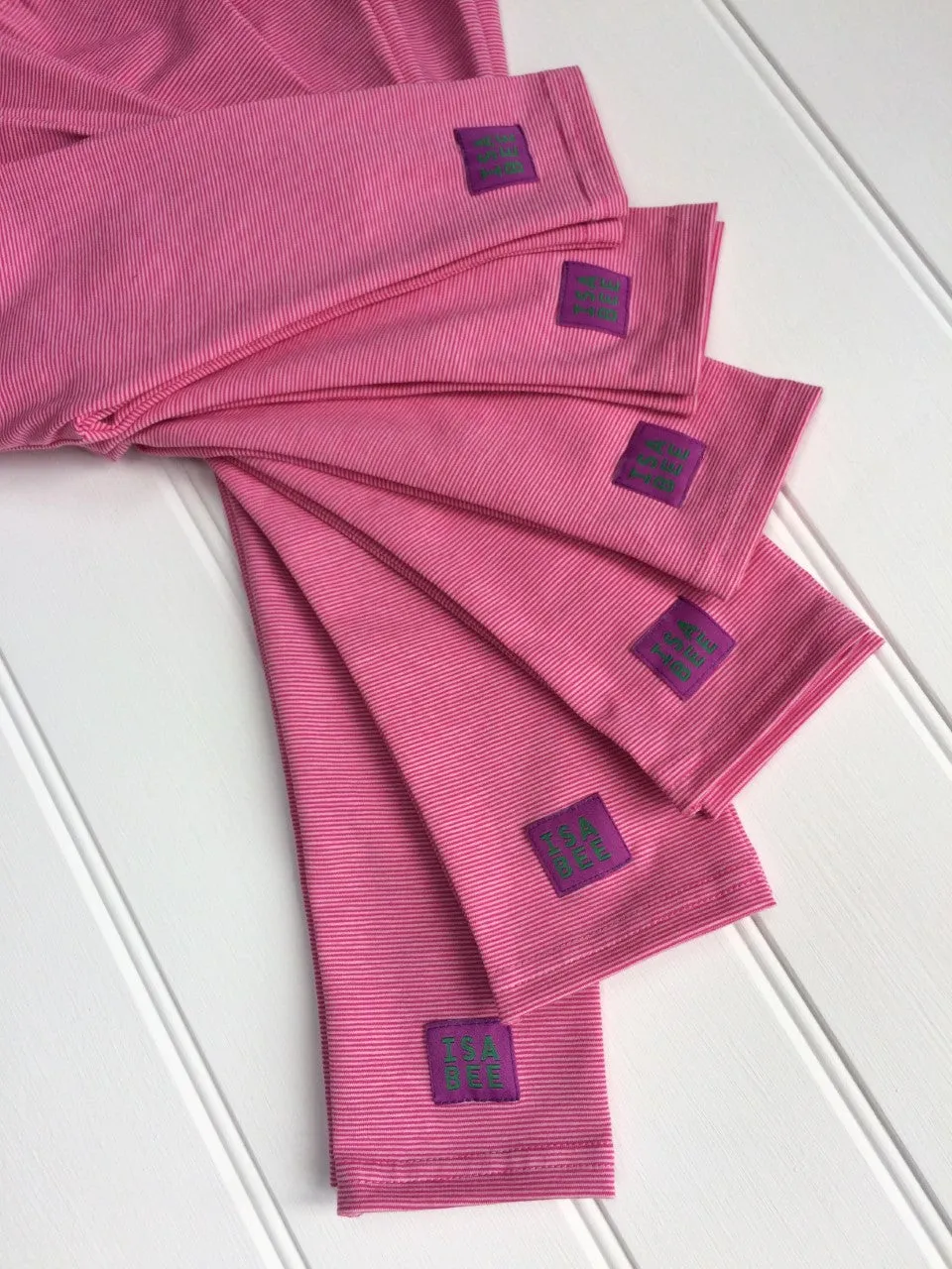 Stripy Leggings - Fine Stripe Pink