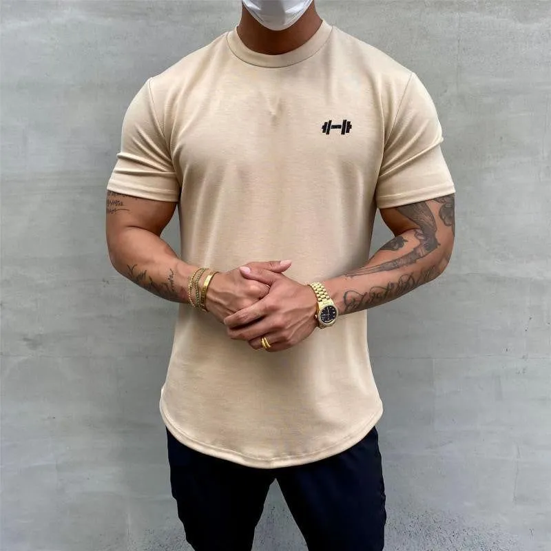 T Shirt Gym Muscle Fitness for Men Outdoor Hip Hop Streetwear Loose Half Sleeve Male Summer Bodybuilding Tee Tops
