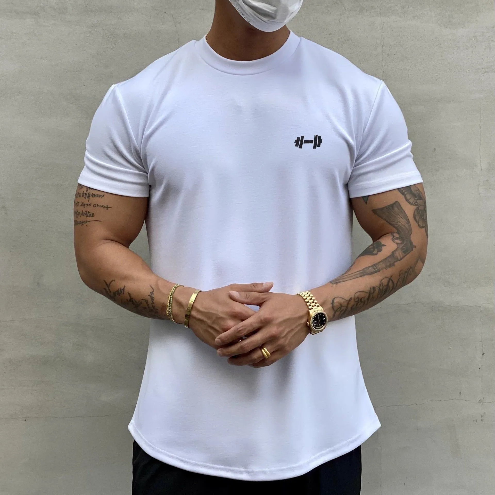 T Shirt Gym Muscle Fitness for Men Outdoor Hip Hop Streetwear Loose Half Sleeve Male Summer Bodybuilding Tee Tops