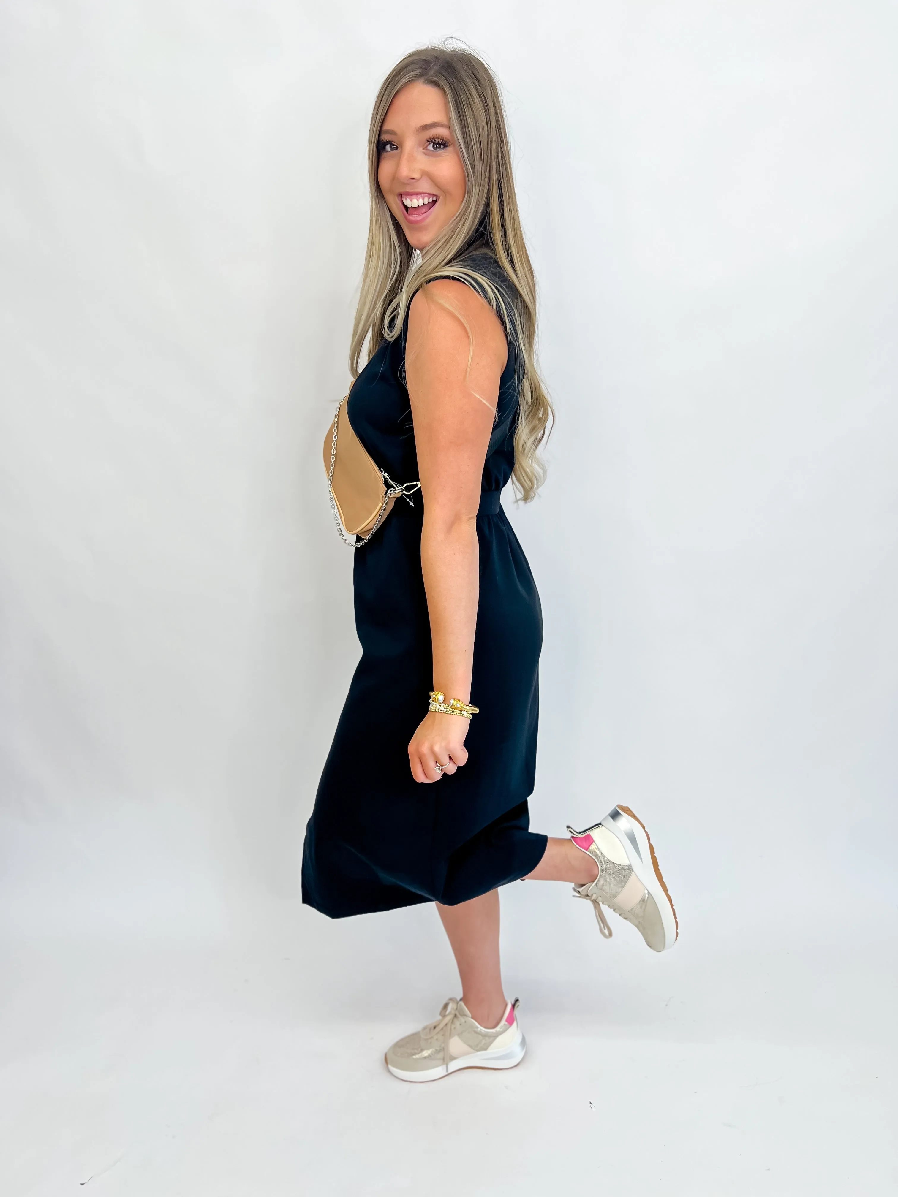 Take My Hand Midi Dress-Black