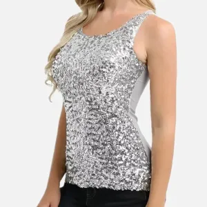 Tank Tops Women Clothing Summer Sleeveless Casual Slim Shirt Woman Streetwear Sexy Sequins Top Ladies Clothes Camis