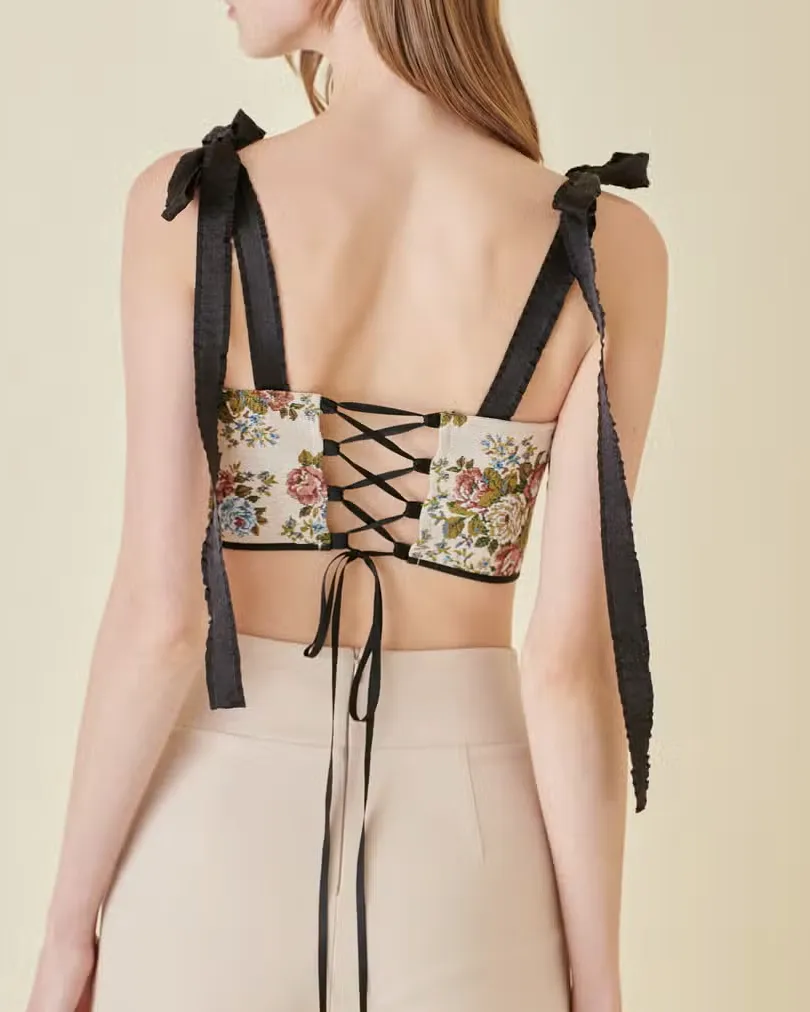 Tie Strap Foral Crop Top