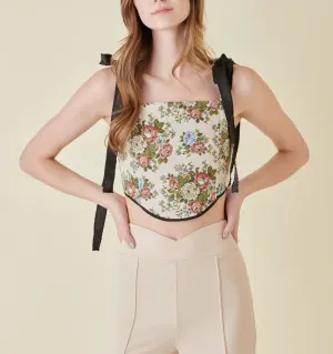 Tie Strap Foral Crop Top