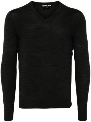 Tom Ford Black V Neck Ribbed tröja