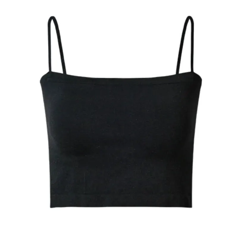 Top Female Sexy Bras - Spaghetti Strap Crop Tops, Wirefree, Seamless, with Built - In Bra