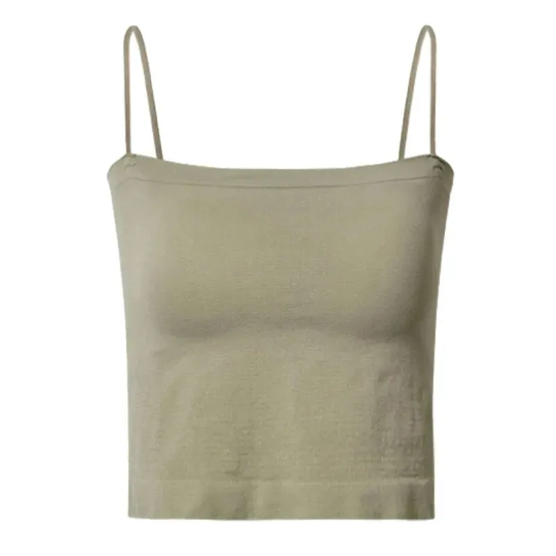 Top Female Sexy Bras - Spaghetti Strap Crop Tops, Wirefree, Seamless, with Built - In Bra