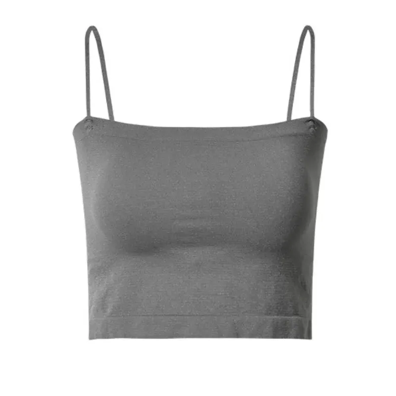 Top Female Sexy Bras - Spaghetti Strap Crop Tops, Wirefree, Seamless, with Built - In Bra