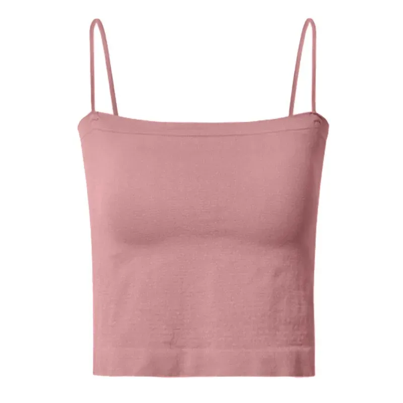 Top Female Sexy Bras - Spaghetti Strap Crop Tops, Wirefree, Seamless, with Built - In Bra