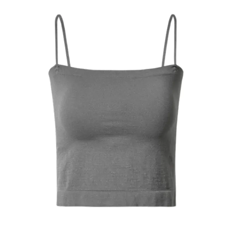 Top Female Sexy Bras - Spaghetti Strap Crop Tops, Wirefree, Seamless, with Built - In Bra