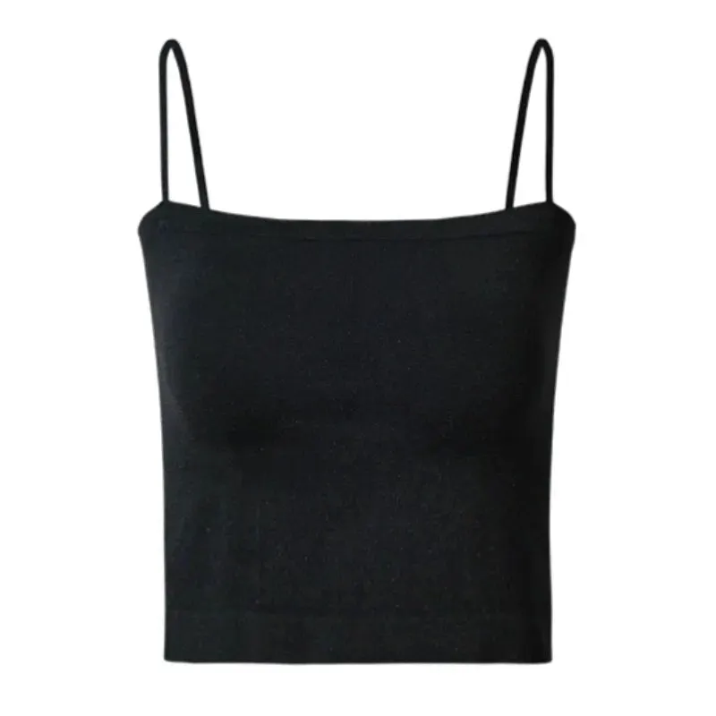 Top Female Sexy Bras - Spaghetti Strap Crop Tops, Wirefree, Seamless, with Built - In Bra