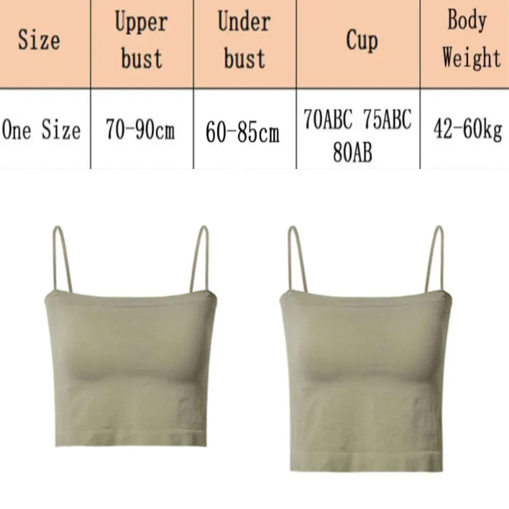 Top Female Sexy Bras - Spaghetti Strap Crop Tops, Wirefree, Seamless, with Built - In Bra