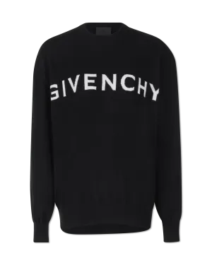 Two-Tone Cashmere Logo Crewneck Sweater