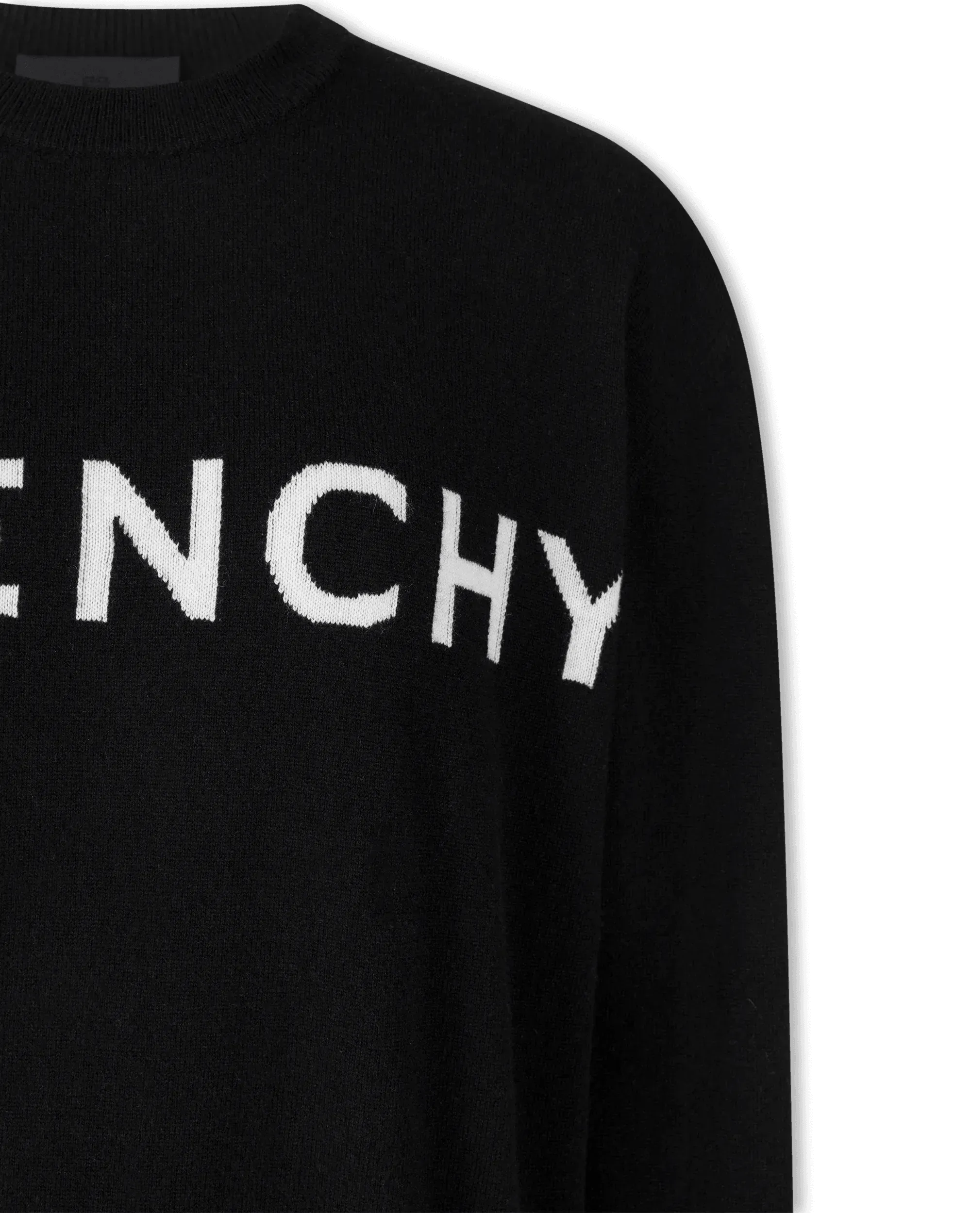 Two-Tone Cashmere Logo Crewneck Sweater