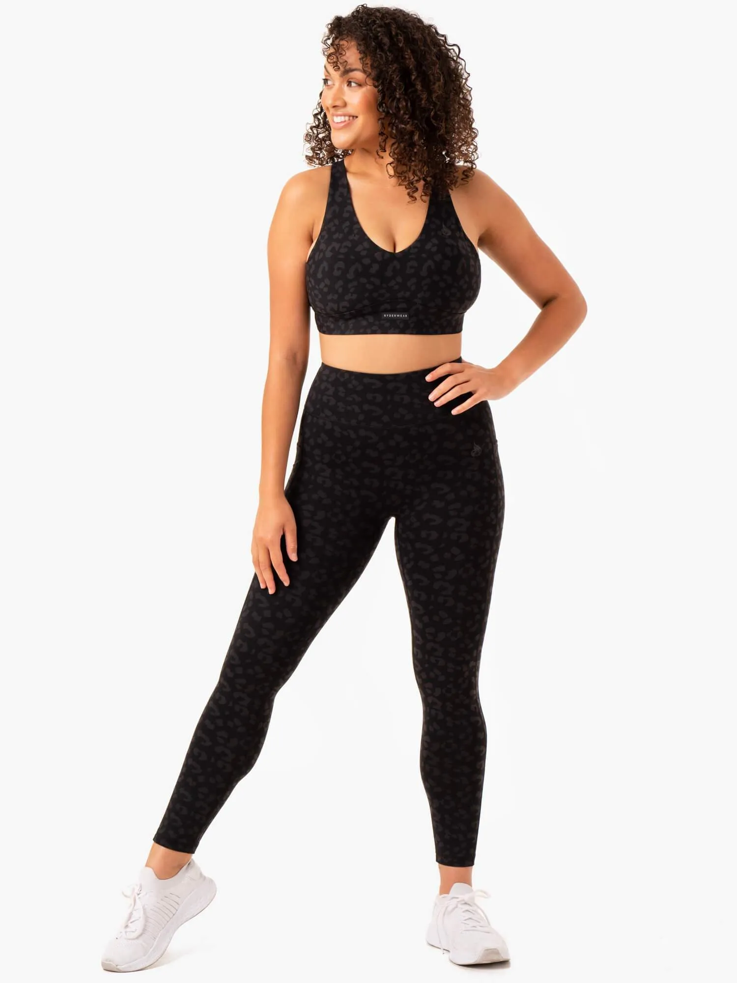 Ultra High Waisted Full Length Leggings - Black Leopard