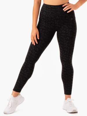 Ultra High Waisted Full Length Leggings - Black Leopard