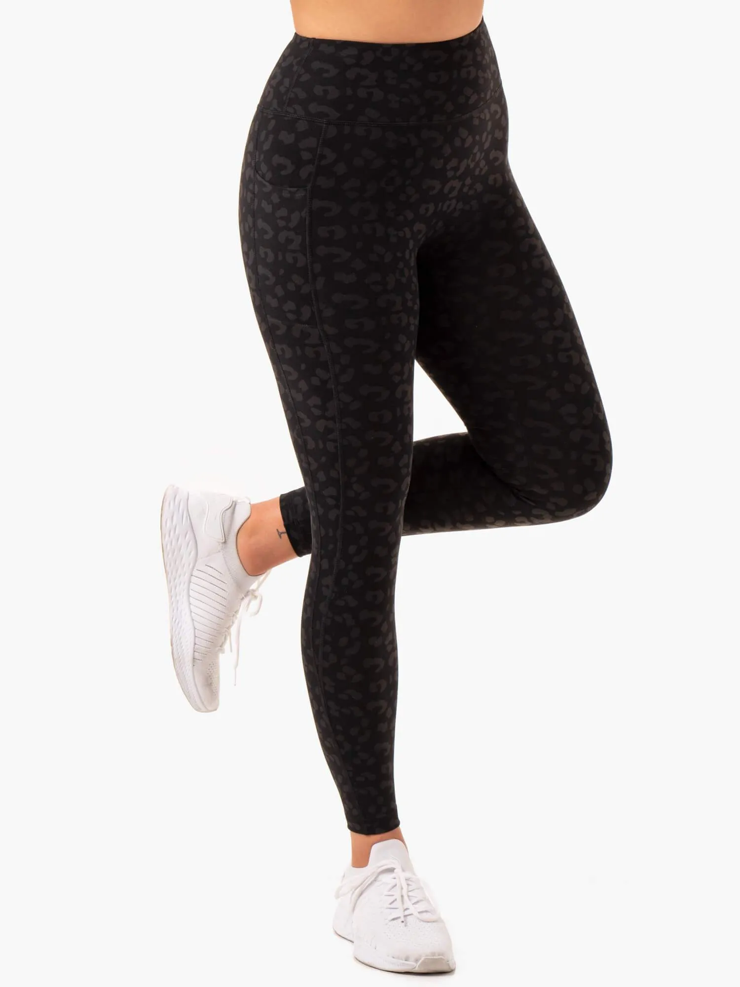 Ultra High Waisted Full Length Leggings - Black Leopard