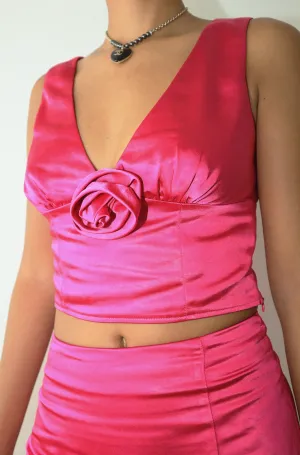 V Neck Rosette Crop Top