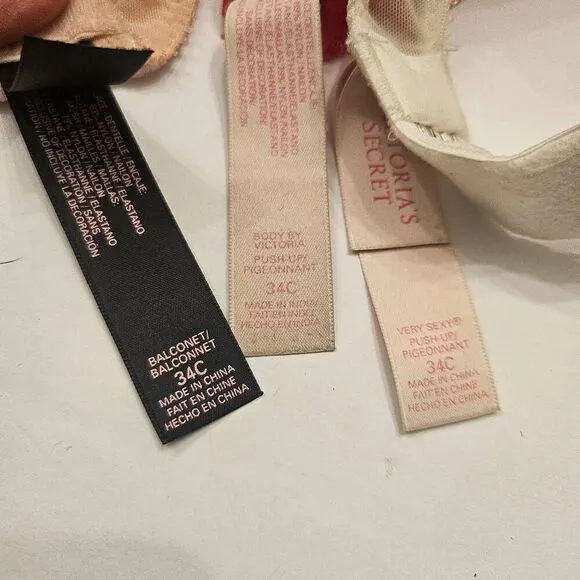 Victoria's Secret Bras: Qty #3: Size 34C: Sexy Lingerie