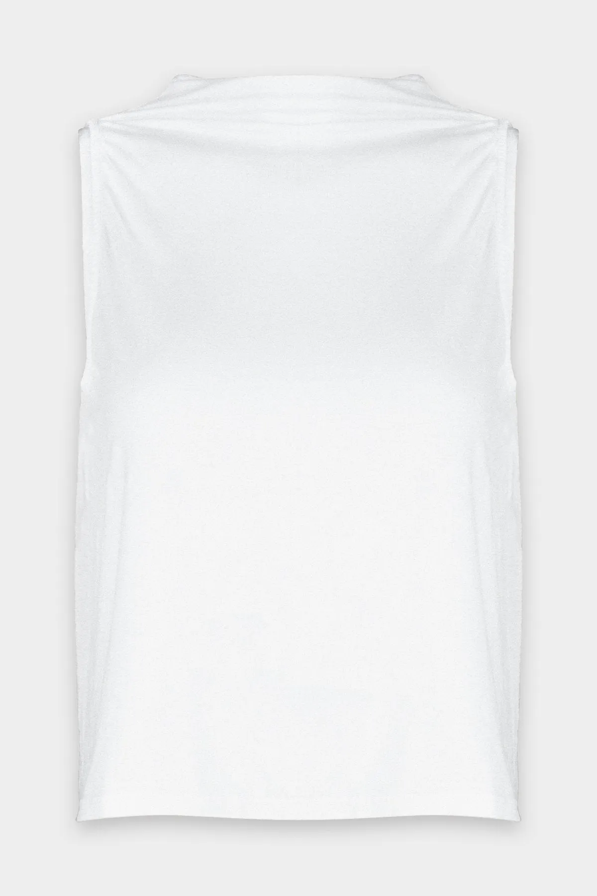 Viscose Jersey Hi-Neck Sleeveless Crop in White