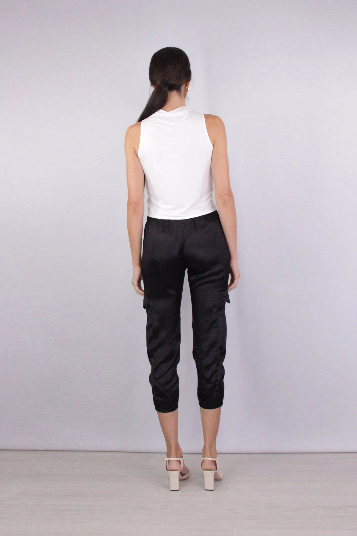 Viscose Jersey Hi-Neck Sleeveless Crop in White